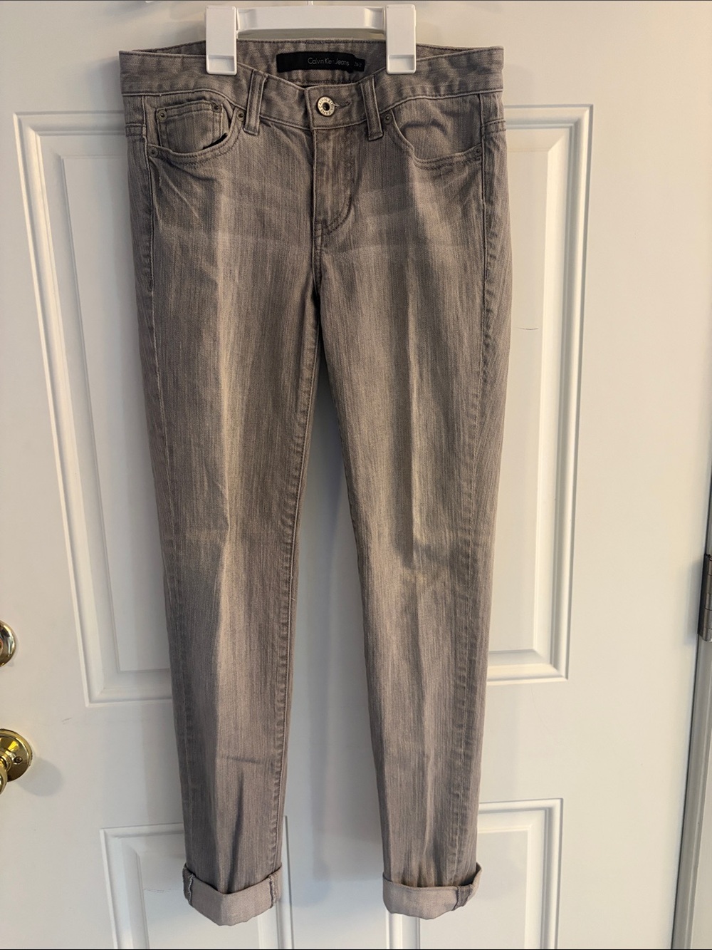 Calvin Klein Light Gray Cropped Slim Jeans